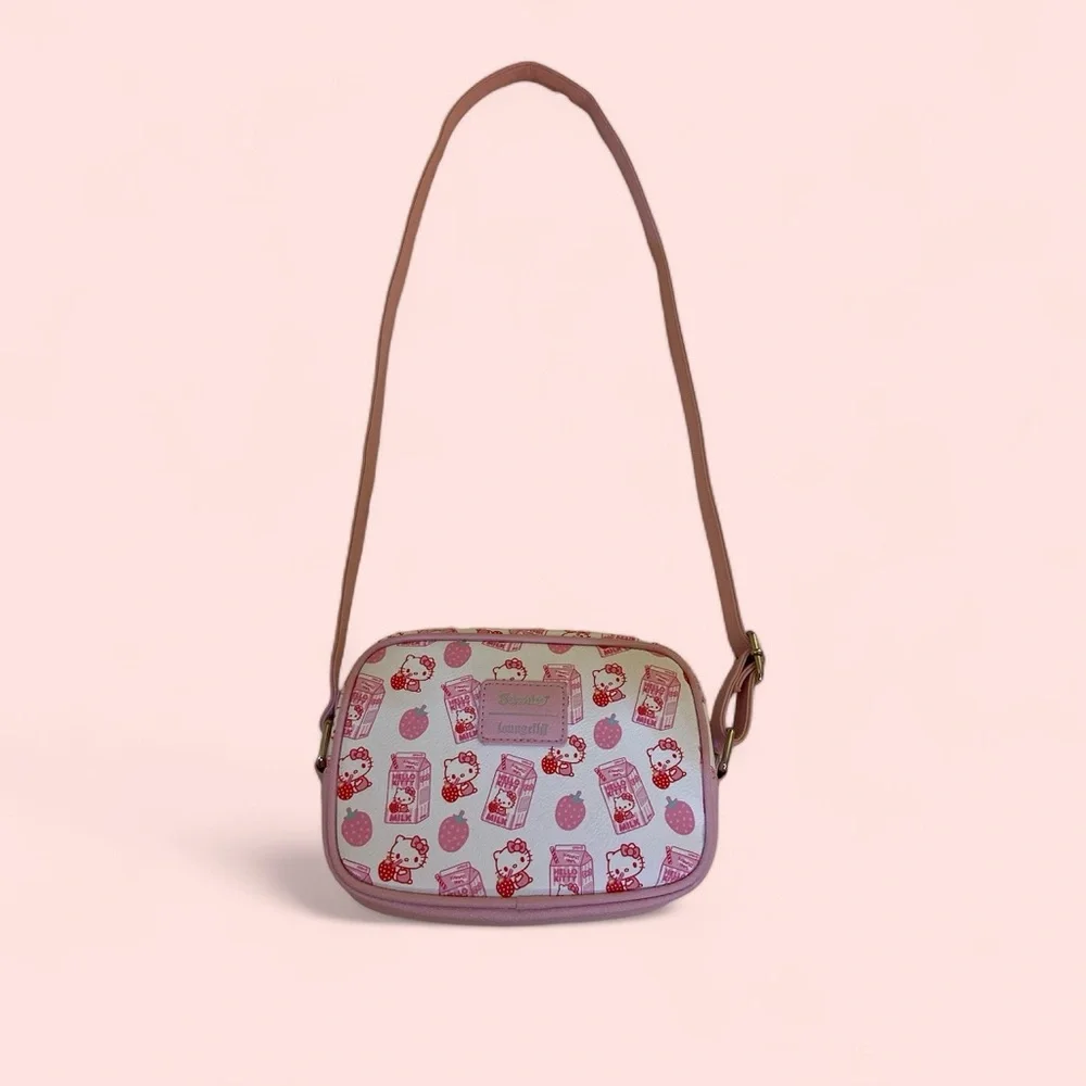 Hello Kitty by Sanrio Loungefly Strawberry Milk Crossbody Bag - Picture 3 of 4